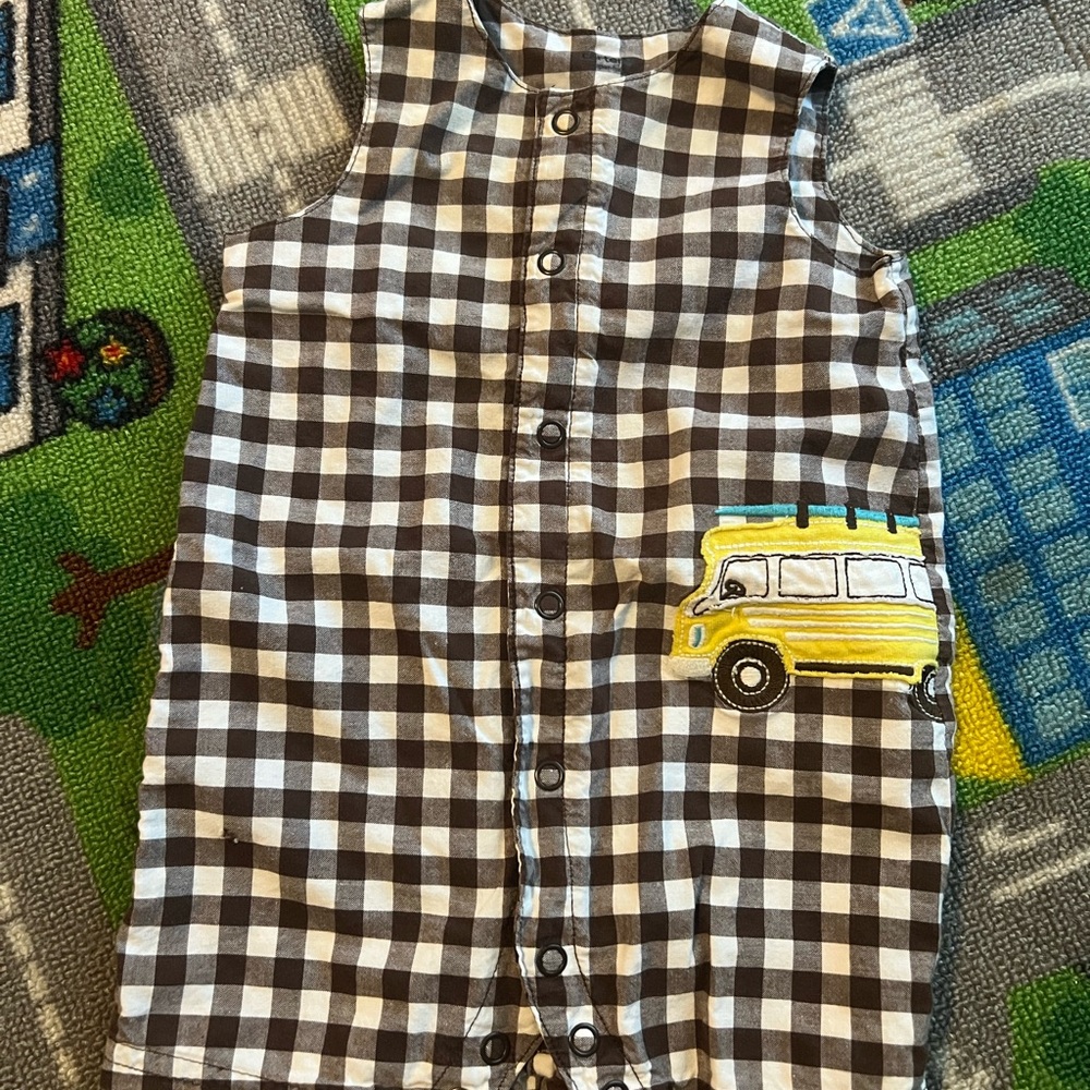 Carter's Brown and white Checkered overall